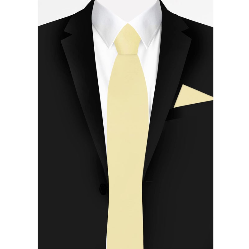 Jacob Alexander Solid Color Men's Regular Tie - Yellow - Image 3